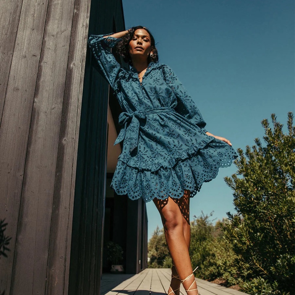 Cleobella Fiona Puff Sleeve Eyelet Mini Dress